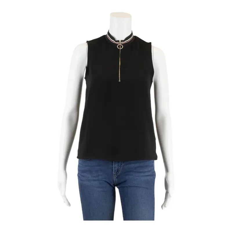 ZARA BASIC Top Black High Neck Sleeveless Womens XS