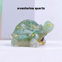 Room Decor Turtle Design Crystal Stone, 1 Count Creative Reiki Stone Tortoise Figurine, Amulet Fengshui Sculpture for Home Of...