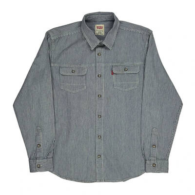 Levis Striped Shirt - XL Grey Cotton