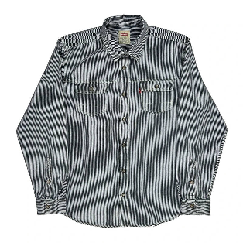 Levis Striped Shirt - XL Grey Cotton