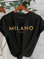 Women's Letter Print Round Neck Tee, Casual Short Sleeve Crew Neck T-Shirt for Summer, Fashion Women's Top for Daily Wear, Ts...