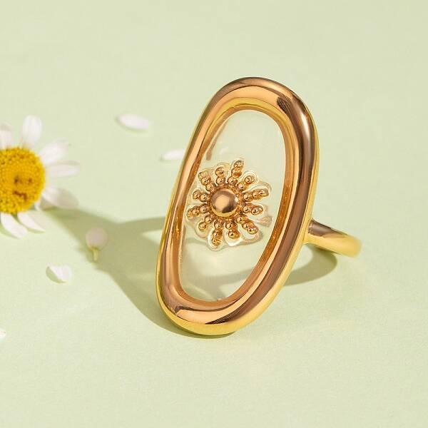 304 Stainless Steel Resin Cuff Rings for Women