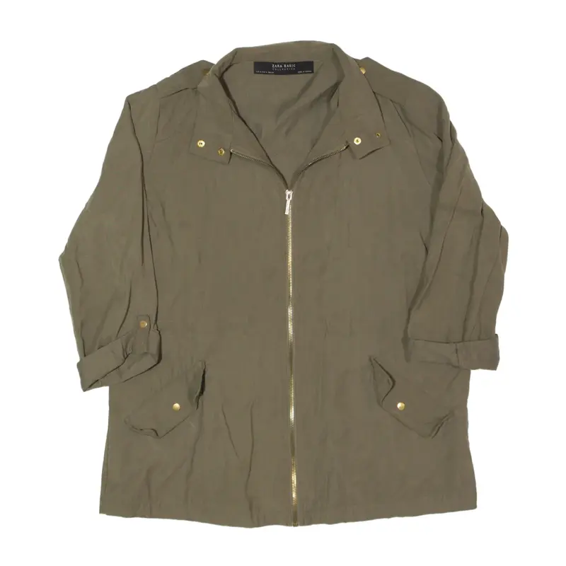 ZARA BASIC Lightweight 3/4 Sleeve Jacket Green Womens M