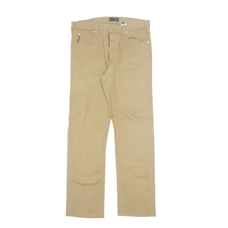 ARMANI Comfort Trousers Beige Relaxed Straight Mens W33 L30