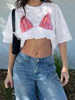 Women's Round Neck Graphic Tee, Casual Drop Shoulder Half Sleeve T-shirt for Daily Wear, Ladies Clothes for All Seasons, Wome...