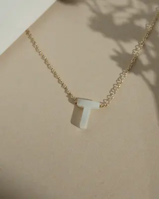 Dawn Initial Necklace | Metal Color: Solid 14K Gold | Style: T