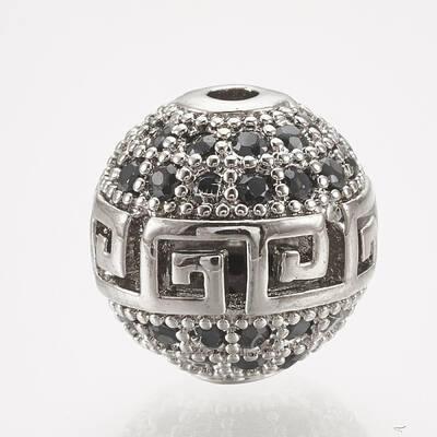 Brass Micro Pave Cubic Zirconia Beads