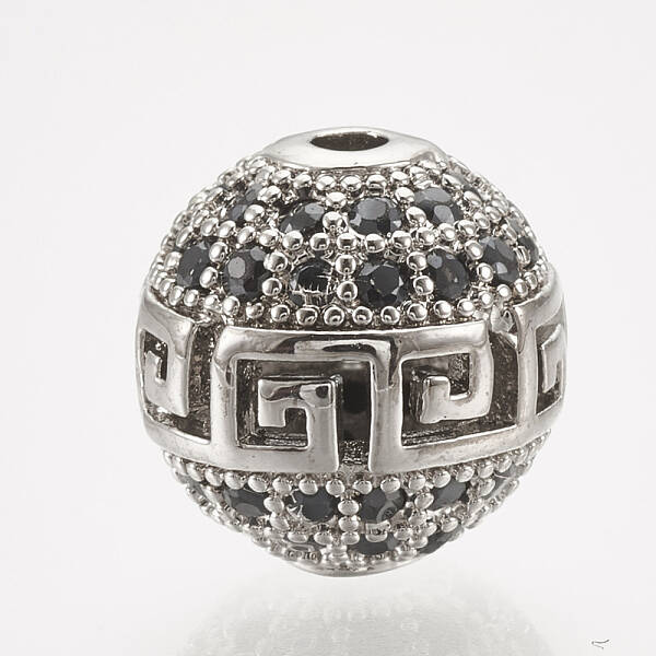 Brass Micro Pave Cubic Zirconia Beads