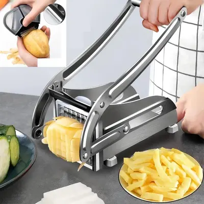 Stainless Steel French Fry Cutter for Home & Commercial,Vegetable  , Includes 1/2 & 3/8-Inch Blades Ideal for Air Fryer Foods...