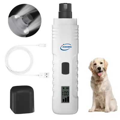 Dog Nail Grinder With 2 LED Light, 3 Speed Rechargeable Dog Nail Trimmer, Upgraded Powerful Electric Dog Nail File, Quiet And...