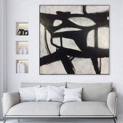 Minimalism Artwork Rich Texture Canvas Painting Black White Abstract Modern Artworks on Canvas Large Paintings for Decor Livi...