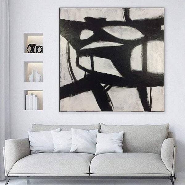 Minimalism Artwork Rich Texture Canvas Painting Black White Abstract Modern Artworks on Canvas Large Paintings for Decor Livi...