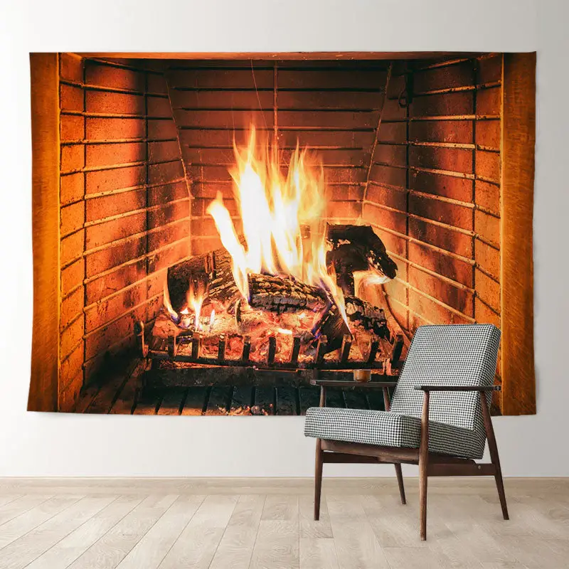 Aperturee Warm Fireplace Wood Fuel Winter Backdrop For Photo