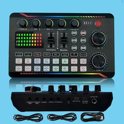 Live Sound Card, Professional Audio Mixer & Voice Changer, Portable External Sound Card for PC, Laptop, Smartphone, Game Rec...