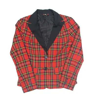 Blazer Jacket Red Check Womens M