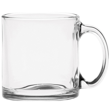 72 Promotional 13 oz Clear Glass Coffee Mug - Straight Sided