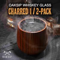 Oaksip - Wooden Whiskey & Bourbon Drinking Glass Tumbler Cup, Bourbon Gifts for Men, Charred or Uncharred Old Fashioned Glass...