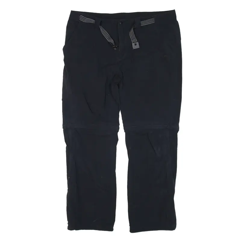 NRG Belted Zip-off Legs Trousers Black Regular Straight Mens W37 L28