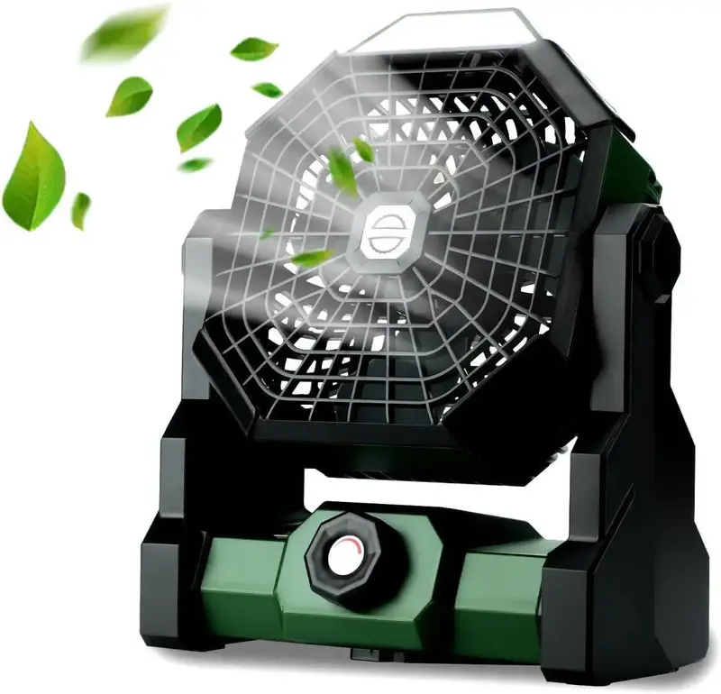 EVEREASY Portable Rechargeable Camping Fan with LED Lantern - 270° Rotation, 8 Speeds, Dual Motor, USB C, Battery Operated f...