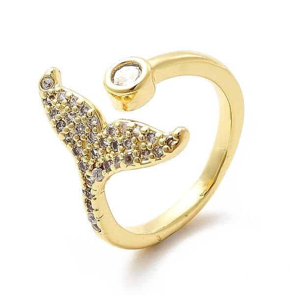 Clear Cubic Zirconia Whale Tail Shape Open Cuff Ring