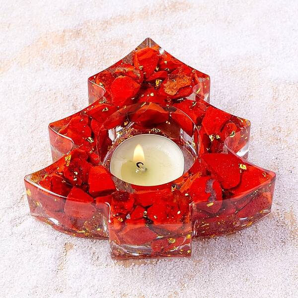 Natural Red Jasper & Resin Candle Holder Molds