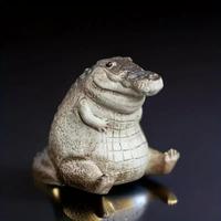 Mini Crocodile Statue Decoration Craft, Cute Tea Pet, Animal Design Miniature Landscape Ornament, Desktop Ornament For Home D...