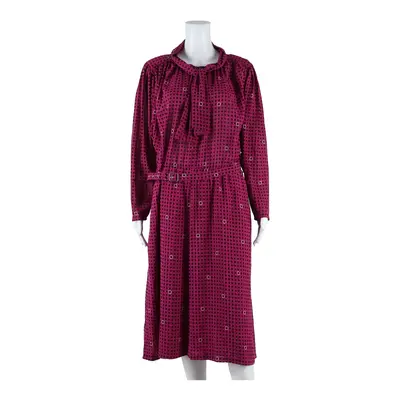 MARKWALD Womens A-Line Dress Purple Mesh Geometric Long Sleeve Midi L