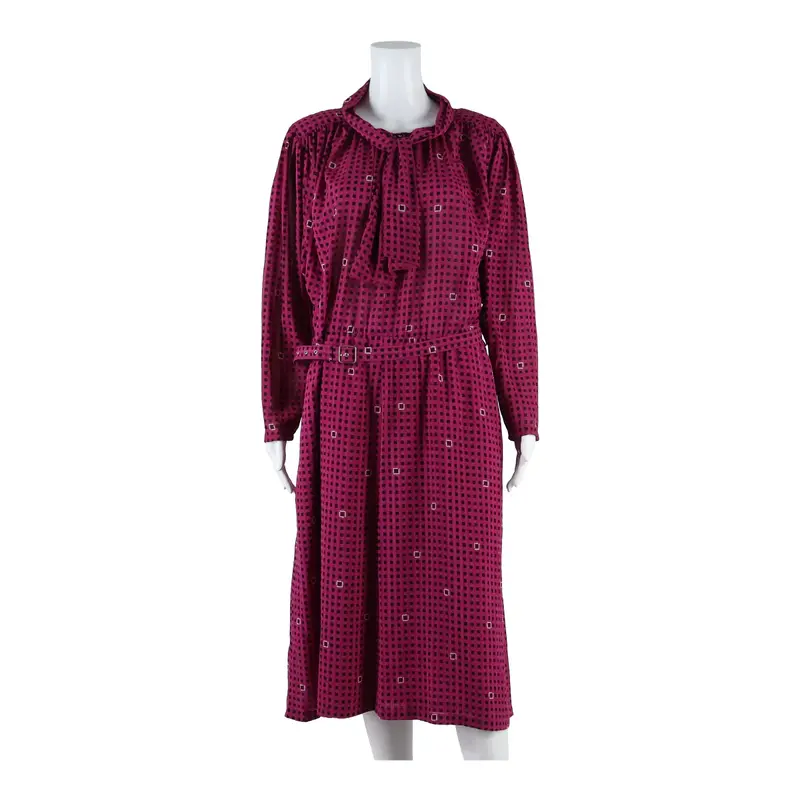 MARKWALD Womens A-Line Dress Purple Mesh Geometric Long Sleeve Midi L