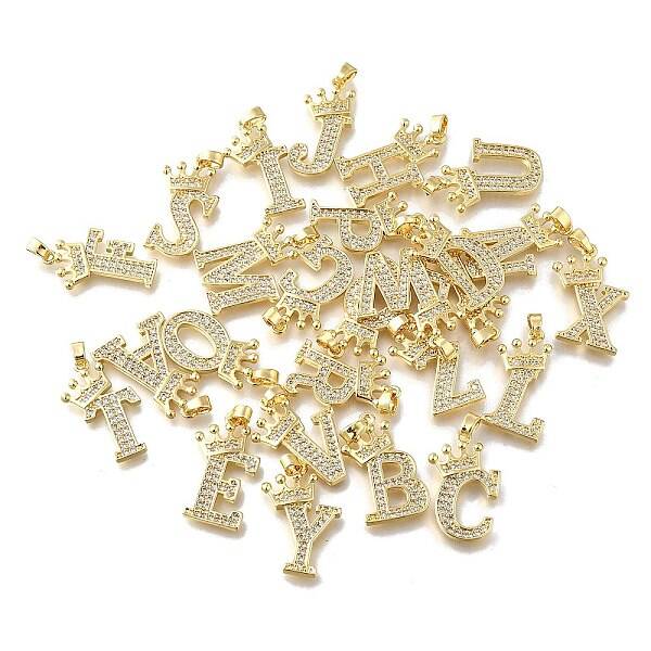 Brass Micro Pave Clear Cubic Zirconia Pendants