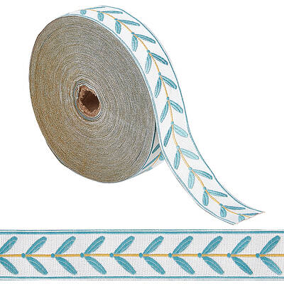 25M Polyester Jacquard Leaf Ribbon