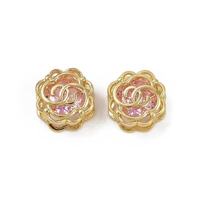 Brass Micro Pave Cubic Zirconia Beads