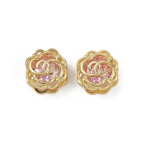 Brass Micro Pave Cubic Zirconia Beads