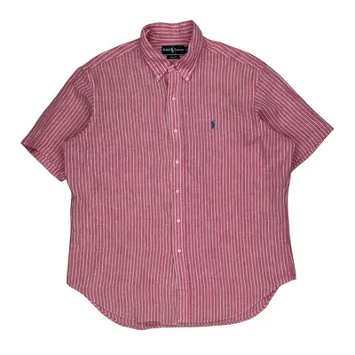 Ralph Lauren Striped Short Sleeve Shirt - XL Pink Cotton