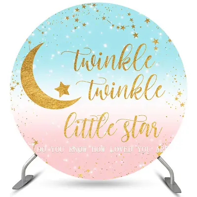 Aperturee Twinkle Theme Gender Reveal Baby Shower Circle Backdrop | Custom Round Backdrop Cover | Circle Party Backdrop | Cir...