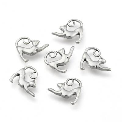 Tibetan Style Alloy Kitten Pendants