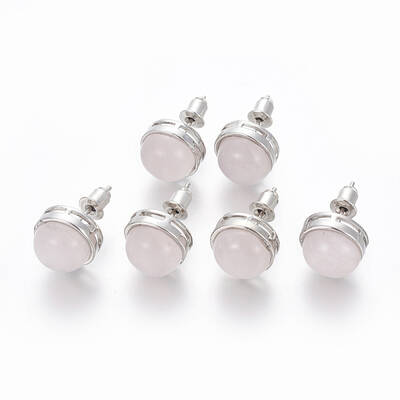 Natural Rose Quartz Stud Earrings