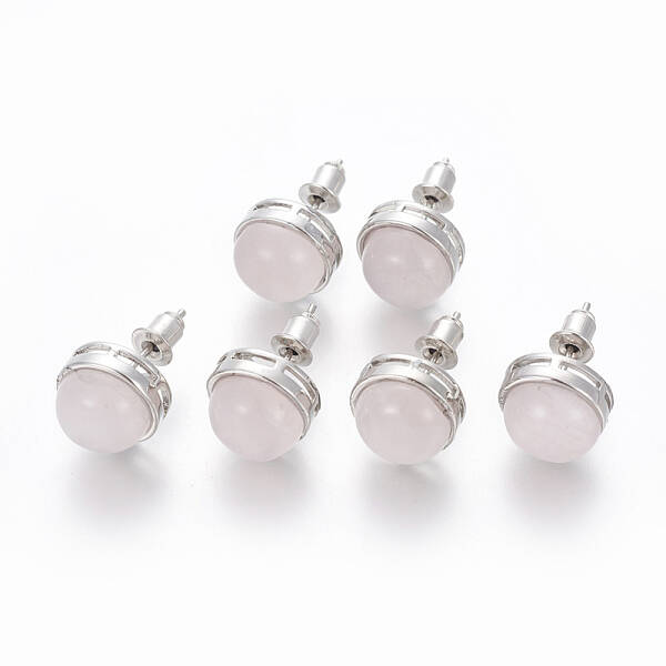 Natural Rose Quartz Stud Earrings