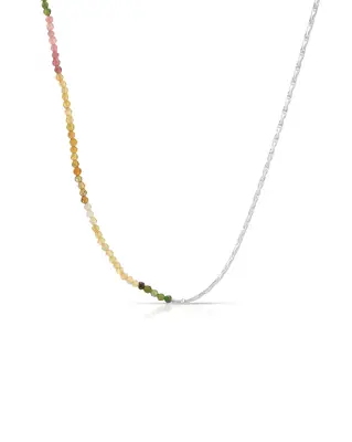 Assunta Gemstone Necklace | Metal Color: Silver | Gemstone: Watermelon Tourmaline