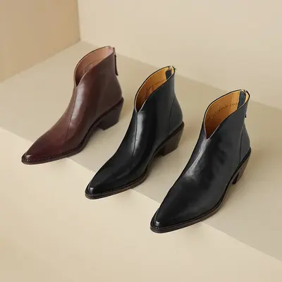 CHIKO Fatme Pointy Toe Block Heels Ankle Boots
