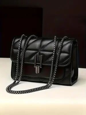Women's Fashion Chain Strap Quilted Crossbody Bag, 2024 New Style Casual Versatile Shoulder Bag for Daily Used, Trendy All-ma...