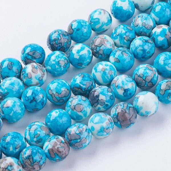 Synthetic Ocean White Jade(Rain Flower Stone) Beads Strands