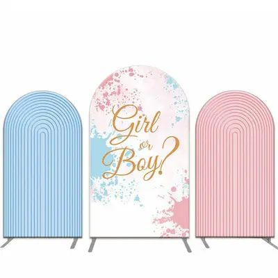 Aperturee Blue And Pink Texture Gender Reveal Arch Backdrop Kit | Diy Chiara Backdrop Cover | Custom Arched Wall Covers | Diy...