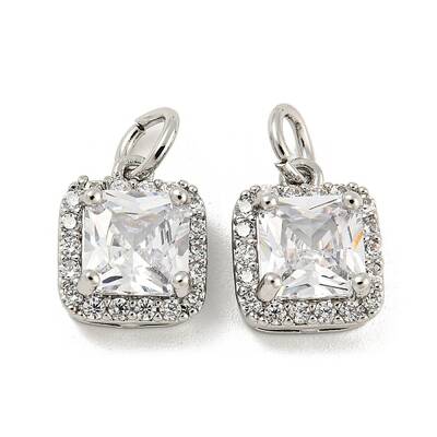 Brass Micro Pave Clear Cubic Zirconia Pendants