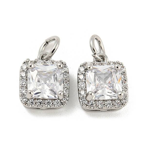 Brass Micro Pave Clear Cubic Zirconia Pendants