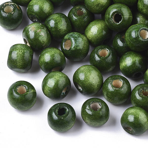 Dyed Natural Wood Beads