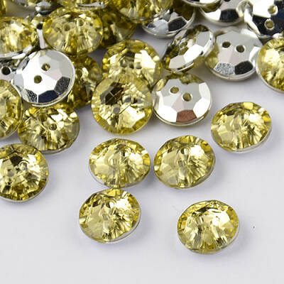 2-Hole Taiwan Acrylic Rhinestone Flat Round Buttons