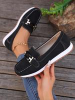 Women's Fashionable Solid Color Slip on Loafers, Casual Comfortable Round Toe Flats for Daily Wear, Lightweight Breathable Sh...