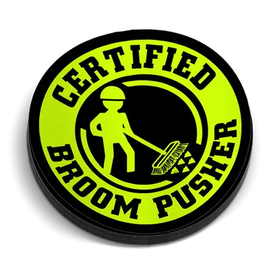 Broom Pusher Hard Hat Decal