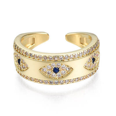 Evil Eye Cubic Zirconia Cuff Ring for Her