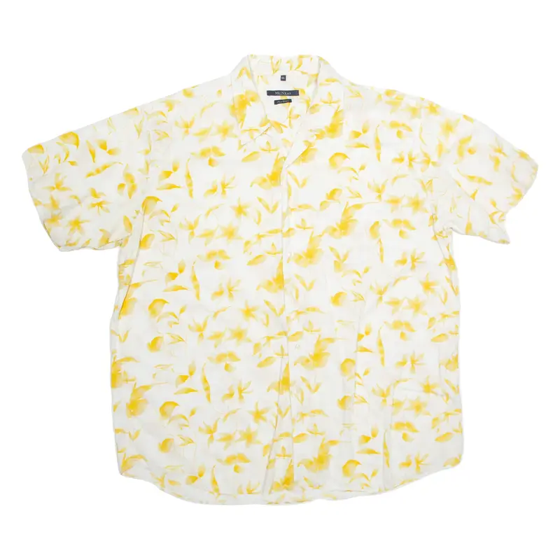 MCNEAL Mens Hawaiian Shirt White Floral 2XL